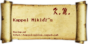 Kappel Miklós névjegykártya